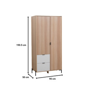 Informa Prim Lemari Pakaian 2 Pintu - Cokelat Oak/Putih Wardrobe Storage Kabinet Tempat Simpan Baju Lemari Pintu Ayun Tarik Aesthetic