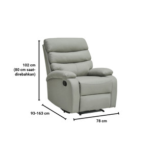 Informa Niels Sofa Recliner Fabric 1 Seater - Abu-Abu Tempat Duduk Rebahan Sofa Santai Ruang Tamu Reclining Couch Furniture Indoor Rumah