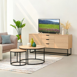 Informa Jesse Rak Tv High - Cokelat Oak Tv Stand Furnitur Indoor Rumah Meja Rak Tivi Tempat Pajangan Televisi
