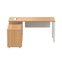 Informa Sieben 160 cm Meja Kantor Left - Cokelat Office Desk Letter L Meja Kerja Sudut Kiri Furnitur Kantor