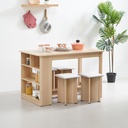 Informa Meja Dapur Multifungsi Dengan Stool - Cokelat Oak Kitchen Working Table Meja Masak Serbaguna Cooking Desk Furniture Dapur