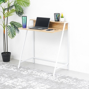 Informa Bilie Meja Kantor - Putih/Cokelat Oak Office Table Furnitur Kantor Meja Kerja Belajar Minimalis Serbaguna