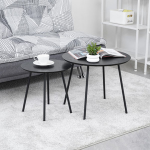 Informa Set 2 Pcs Tybo Meja Tamu & Meja Sisi - Hitam Set Coffee Table And End Table Meja Ruang Tamu Serbaguna Furniture Rumah Aesthetic Meja Sofa