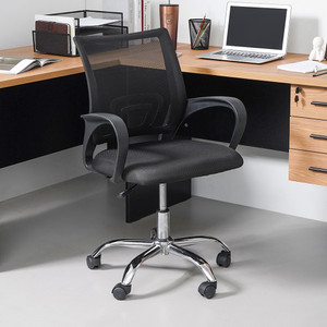 Informa G Zaki Kursi Kantor Sandaran Rendah - Hitam Tempat Duduk Kerja Dengan Roda Office Chair Kursi Mesh Staff Karyawan Furniture Indoor Kantor