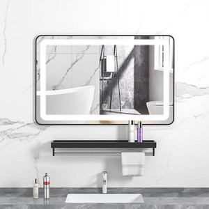 Informa Dakota Set Rak Dinding Kamar Mandi & Cermin Led - Hitam Wall Shelf Organizer Tempat Sampo Sabun Rak Tembok Serbaguna Aksesoris Kamar Mandi Furniture Indoor Rumah