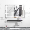 Informa Dakota Set Rak Dinding Kamar Mandi & Cermin Led - Hitam Wall Shelf Organizer Tempat Sampo Sabun Rak Tembok Serbaguna Aksesoris Kamar Mandi Furniture Indoor Rumah