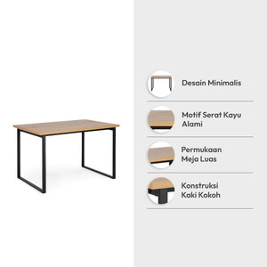 Informa Cenny Meja Makan - Cokelat Oak Dining Table Dinner Table Meja Kursi Ruang Makan Aesthetic Furniture Dining Room