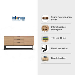 Informa Jesse Rak Tv High - Cokelat Oak Tv Stand Furnitur Indoor Rumah Meja Rak Tivi Tempat Pajangan Televisi
