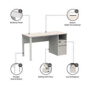 Informa Sieben Meja Kantor 140 Iw - Putih Office Table Furnitur Kantor Meja Kerja Belajar Serbaguna