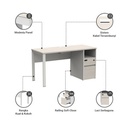 Informa Sieben Meja Kantor 140 Iw - Putih Office Table Furnitur Kantor Meja Kerja Belajar Serbaguna
