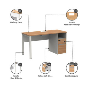 Informa Sieben Meja Kantor 120 Va - Cokelat/Putih Office Table Furnitur Kantor Meja Kerja Belajar Serbaguna