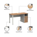 Informa Sieben Meja Kantor 120 Va - Cokelat/Putih Office Table Furnitur Kantor Meja Kerja Belajar Serbaguna