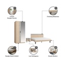 Informa Kian Set Kamar Tidur Queen Dengan Nakas - Cokelat Oak Set Bedroom Furniture Kamar Tidur Set Tempat Tidur Lemari Pakaian Meja Belajar