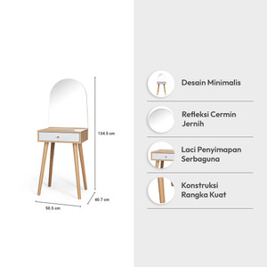 Informa Fiona Meja Rias - Putih Oak Makeup Dresser Vanity Table Furnitur Rumah Meja Dandan Minimalis