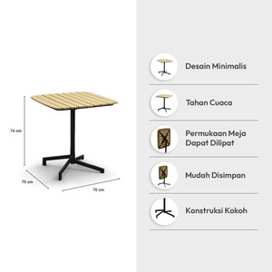 Informa Frolley Meja Teras - Hitam Meja Luar Ruangan Garden Table Balcony Desk Furnitur Taman Outdoor Furniture