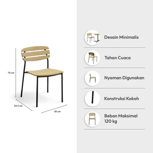Informa Frolley Kursi Teras - Hitam Balcony Chair Kursi Outdoor Serbaguna Furniture Rumah Tempat Duduk Kursi Halaman Balkon