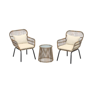 Informa Moggia Set Kursi & Meja Teras - Cokelat Natural Balcony Table Chair Furniture Outdoor Serbaguna Furnitur Rumah Tempat Duduk Kursi Halaman