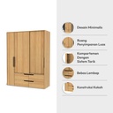 Informa Magno Lemari Pakaian 3 Pintu - Cokelar Euro Oak Wardrobe Storage Kabinet Tempat Simpan Baju Lemari Pintu Ayun Tarik Aesthetic