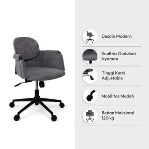 Informa Hilary Kursi Kantor Sandaran Rendah - Abu-Abu Tua Tempat Duduk Kerja Dengan Roda Office Chair Kursi Staff Karyawan Furniture Indoor Kantor