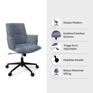 Informa Harmony Kursi Kantor Sandaran Rendah - Biru Tempat Duduk Kerja Dengan Roda Office Chair Kursi Mesh Staff Karyawan Furniture Indoor Kantor