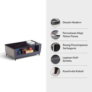 Informa Foxx Meja Tamu - Abu-Abu Coffee Table Meja Ruang Tamu Serbaguna Meja Sofa Furniture Rumah Aesthetic