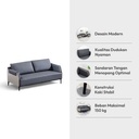 Informa Foxx Sofa Leather 3 Seater - Abu-Abu Tempat Duduk Empuk Sofa Ruang Tamu Furniture Indoor Rumah Leather Couch
