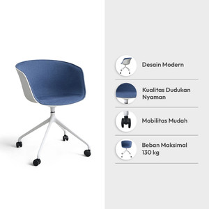 Informa Ellon Kursi Kantor Sandaran Rendah - Biru Tempat Duduk Kerja Dengan Roda Office Chair Kursi Mesh Staff Karyawan Furniture Indoor Kantor