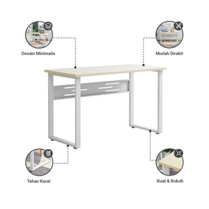 Informa Kairo Meja Kantor Metal - Putih Office Table Furnitur Kantor Meja Kerja Belajar Minimalis Serbaguna