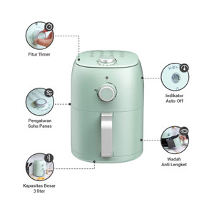 Informa Kels 3 ltr Landen Air Fryer - Hijau Alat Masak Goreng Pembuat Makanan Penggoreng Tanpa Minyak Elektronik Dapur