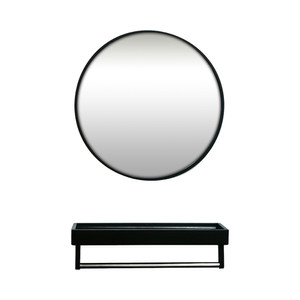 Informa Dalton Set Rak Dinding Kamar Mandi & Cermin Led - Hitam Wall Shelf Organizer Tempat Sampo Sabun Rak Tembok Serbaguna Aksesoris Kamar Mandi Furniture Indoor Rumah