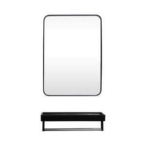 Informa Dakota Set Rak Dinding Kamar Mandi & Cermin Led - Hitam Wall Shelf Organizer Tempat Sampo Sabun Rak Tembok Serbaguna Aksesoris Kamar Mandi Furniture Indoor Rumah