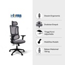 Informa Heywood Kursi Kantor Sandaran Tinggi - Abu-Abu Tempat Duduk Kerja Dengan Roda Office Chair Kursi Mesh Staff Karyawan Furniture Indoor Kantor