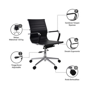 Informa Hopper Kursi Kantor Sandaran Rendah - Hitam Tempat Duduk Kerja Dengan Roda Office Chair Kursi Managerial Furniture Indoor Kantor