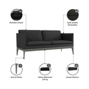 Informa Sieben Keegan Sofa Kulit 3 Seater - Hitam Organizer Serbaguna Tempat Simpan Barang Multifungsi Rak Storage Perlengkapan Rumah Tangga