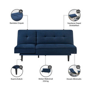 Informa Bleu Sofa Bed Fabric - Biru Tua Tempat Duduk Multifungsi Sofa Tidur 2In1 Kursi Santai Serbaguna Furniture Rumah