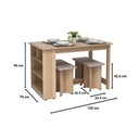 Informa Meja Dapur Multifungsi Dengan Stool - Cokelat Oak Kitchen Working Table Meja Masak Serbaguna Cooking Desk Furniture Dapur