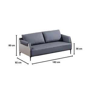 Informa Foxx Sofa Leather 3 Seater - Abu-Abu Tempat Duduk Empuk Sofa Ruang Tamu Furniture Indoor Rumah Leather Couch
