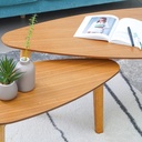 Informa Set 2 Pcs Morie Meja Tamu & Meja Sisi - Cokelat Oak Coffee Table Meja Ruang Tamu Serbaguna Furniture Rumah Aesthetic Meja Sofa