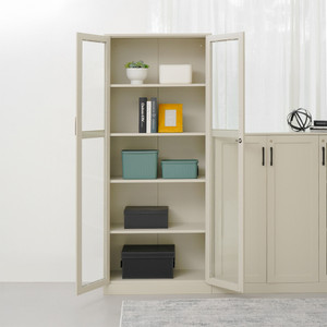 Informa Patto Lemari Arsip Kantor Metal Pintu Kaca - Abu-Abu Lemari Kabinet Office Cabinet Penyimpanan Indoor Furniture Kantor Sekolah