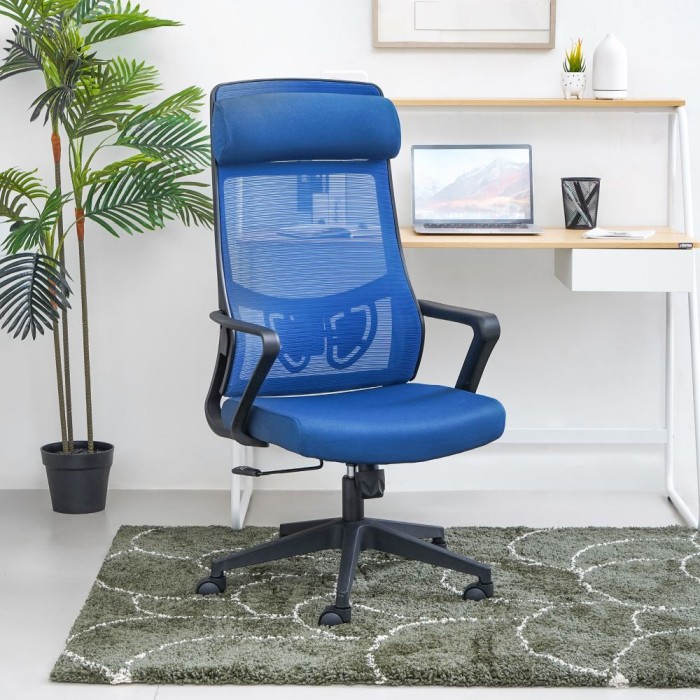 Informa Zilton Kursi Kantor Sandaran Tinggi - Biru Tempat Duduk Kerja Dengan Roda Office Chair Kursi Staff Mesh Karyawan Furniture Indoor Kantor