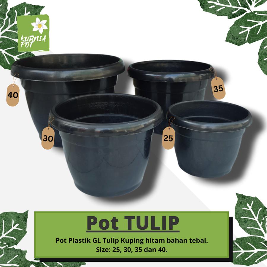 TULIP Pot Plastik Hitam 40