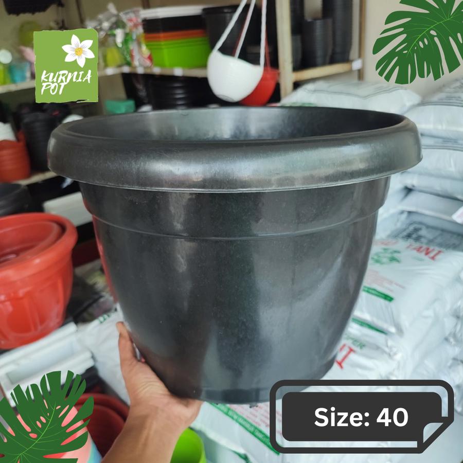 TULIP Pot Plastik Hitam 40