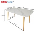 SAPPORO NEMOLI - Meja Makan Set Motif Marmer | Dining Set Rock Beam