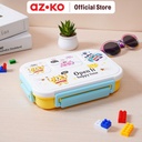 AZKO Ataru 1 ltr Kotak Makan 4 Sekat - Kuning/Hijau Lunch Box Food Grade Food Box Kotak Bekal Makan Wadah Makanan