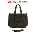 AZKO Ataru Tote Bag Nylon Dengan Kompartemen Depan - Hijau Tas Bahu Stylish Totebag Serbaguna Multifunctional Bag Tas Travel Praktis