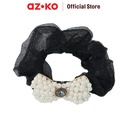 AZKO Ataru Ikat Rambut Pearl Dengan Pendant - Putih / Hitam hair tie aksesoris karet rambut cewek iket rambut wanita
