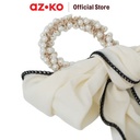 AZKO Ataru Ikat Rambut Pearl Dengan Ribbon - Putih hair tie aksesoris karet rambut cewek iket rambut wanita
