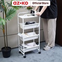 AZKO Stora Rak Troli 4 Tingkat Slim Frame Metal - Putih tempat penyimpanan multifungsi storage trolley wheels rack perlengkapan rumah tangga