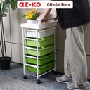AZKO Stora Rak Troli 5 Tingkat Dengan Handle Frame Metal - Hijau tempat penyimpanan multifungsi storage trolley wheels rack perlengkapan rumah tangga