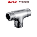 AZKO Fosa 1/2 inci Sambungan Pipa Tee Drat Luar Stainless Steel - Silver Socket Male Perlengkapan Ledeng Peralatan Rumah Tangga